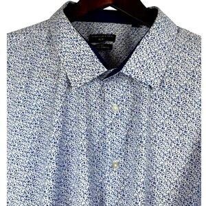 Shaquille Oneal Mens Big Fit Cooling Stretch Blue Floral Dress Shirt‎ XLG